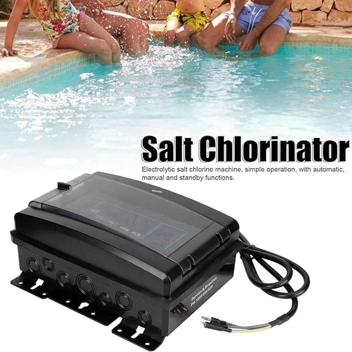 Salt Chlorine Generator Electrolytic Salt Chlorine Machine Swimming Pool Electric Salt Chlorinator Timer, Swimming Pools(50g/h)