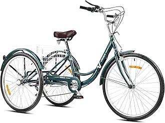 Viribus 24'' Adult Tricycle, 7 Speed Adult Trike 3 Wheel Cargo Bike with Basket & 205 kg Cap for Men Women Seniors, Adjustable Three Wheel Bike Cruiser Bicycle for Shopping Cycling Pedalling