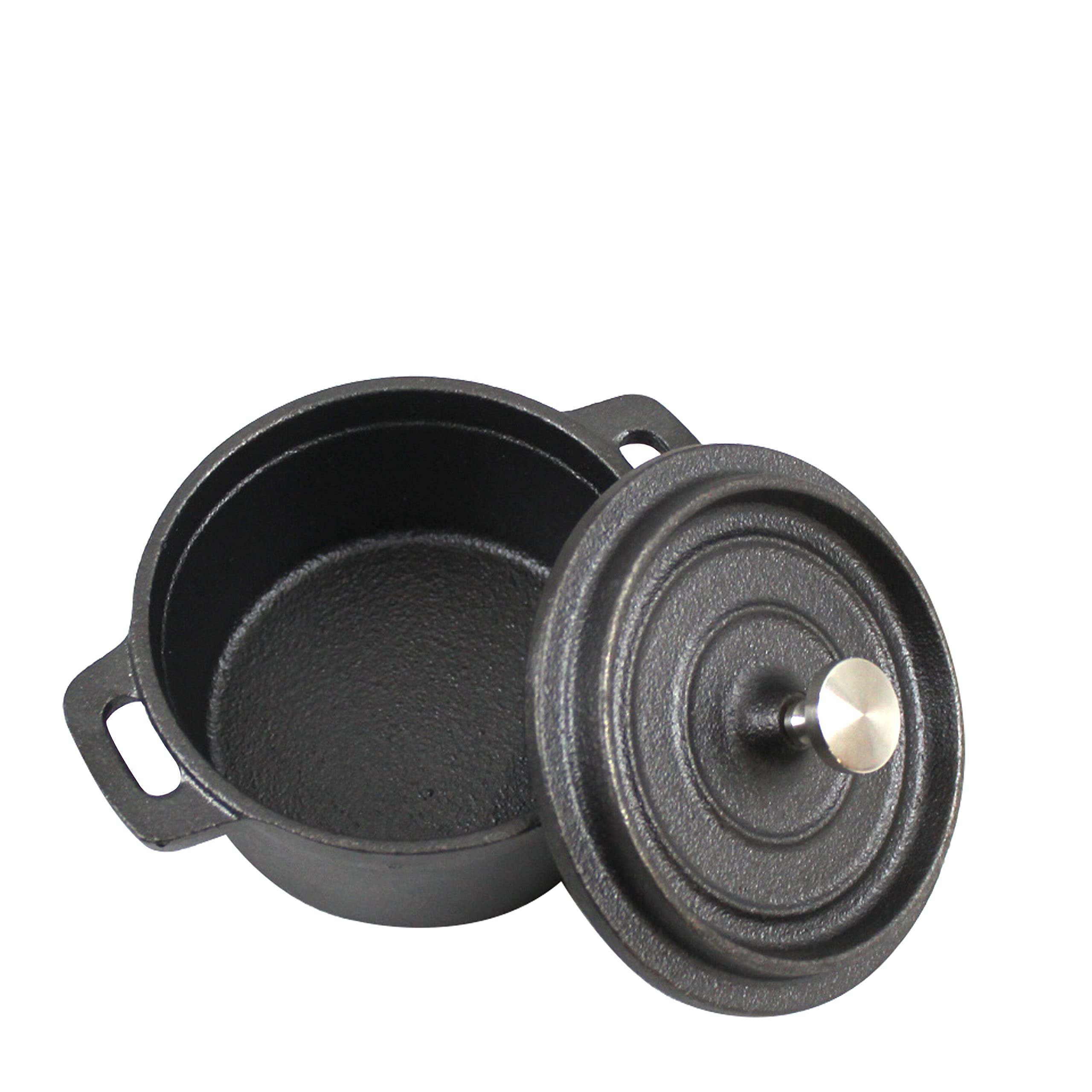 Home VSS Cast Iron,Pre-Seasoned Pot/Casserole Mini 16oz with Cover