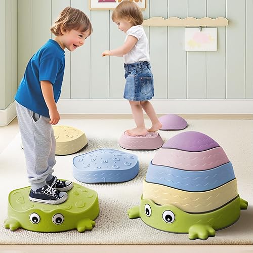 Escalones pastel para niños, juguetes de equilibrio sensorial antideslizantes, juego de carrera de obstáculos para interiores y exteriores para
