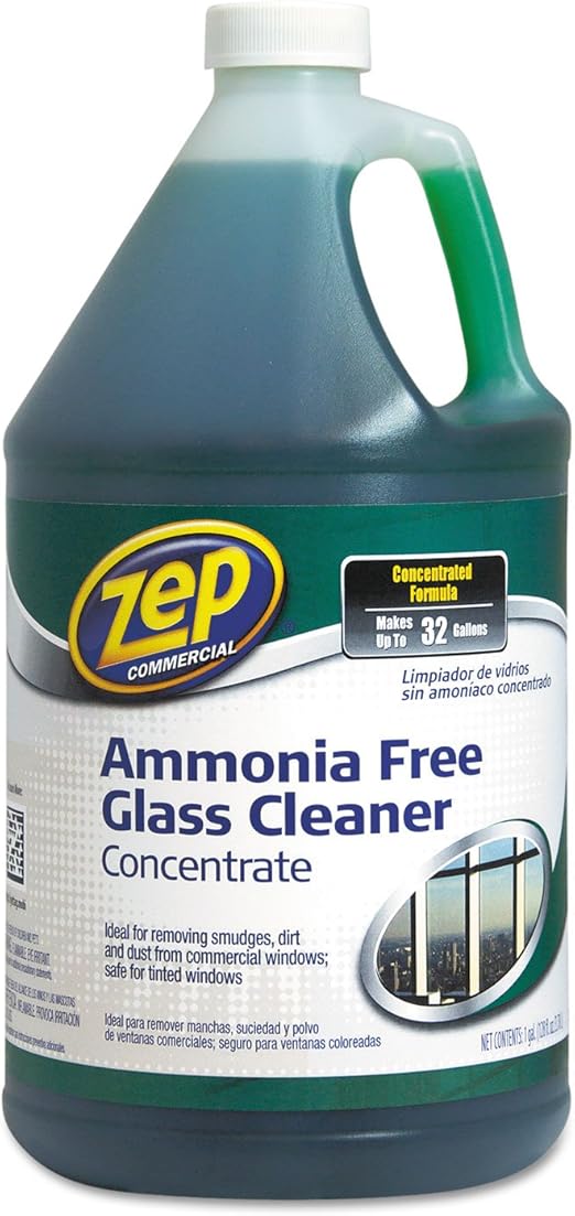 Zep Commercial 1041682 Ammonia-Free Glass Cleaner, Agradable Scent, 1 gal Bottle