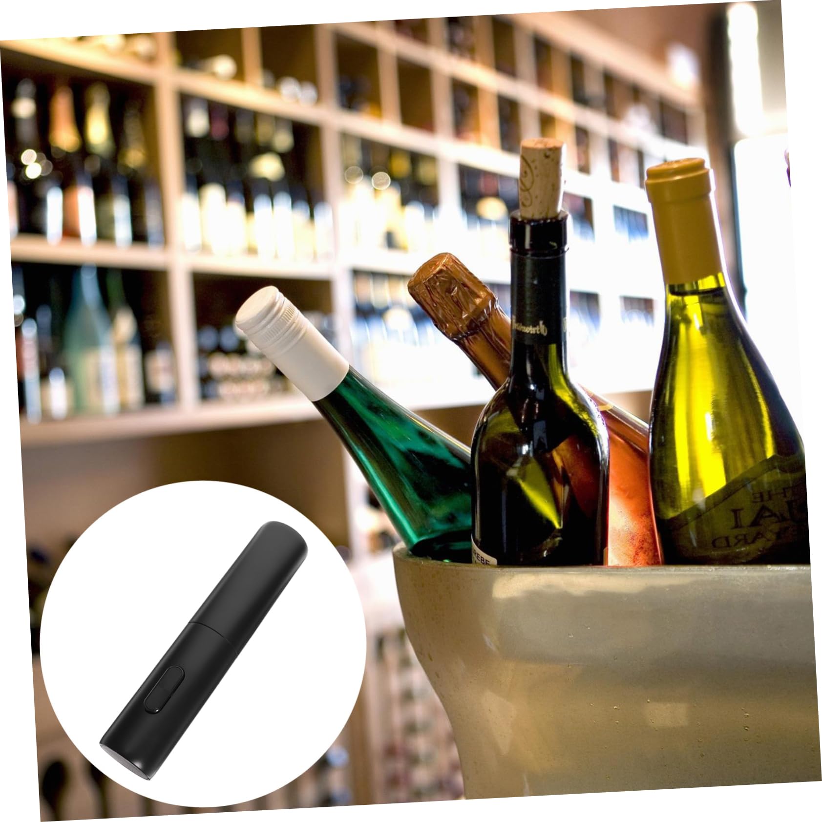 GRIRIW Electric Wine Opener Automatic Beer Opener Stainless Steel Reusable Battery Operated Home Bar Tool