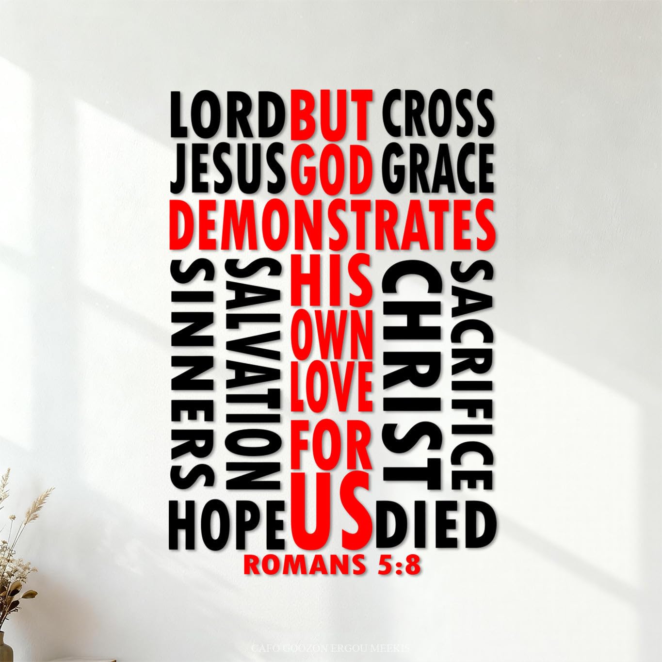 Bible Verse in Cross Lettering Stickers 36x53.4cm It Won't Fall Off Black