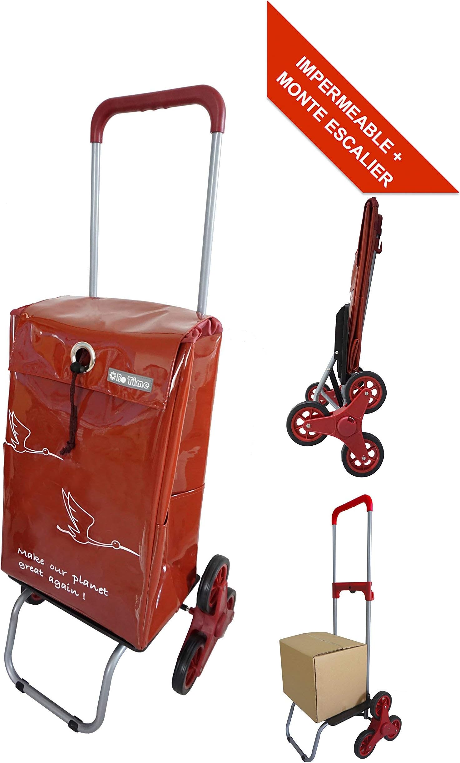 Bo Time Waterproof Shopping Trolley and Staircase 6 Wheels Telescopic Handle 44L Capacity