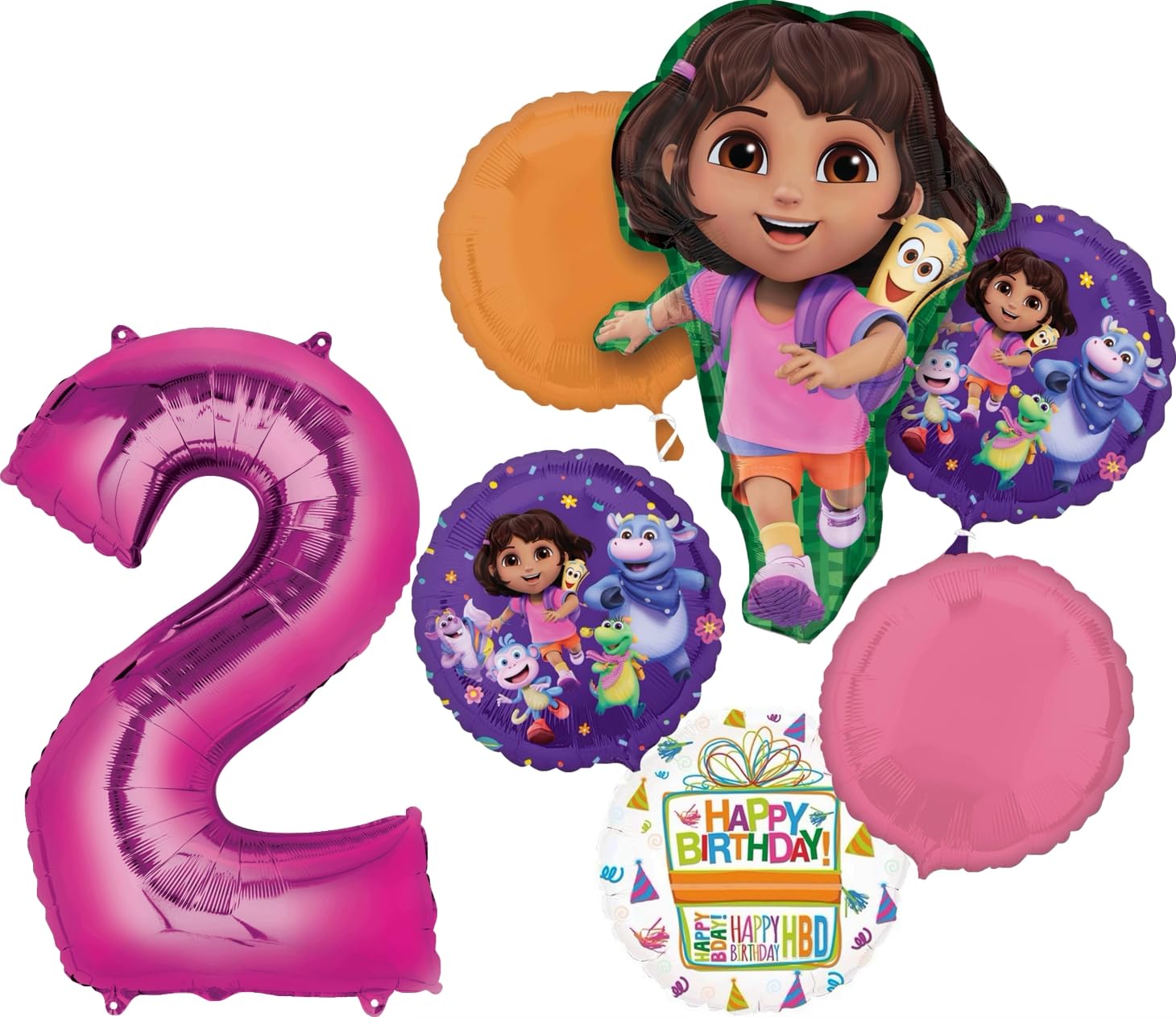 Anagram Dora's 2nd Birthday Party Supplies Foil Balloon Bouquet Decorations