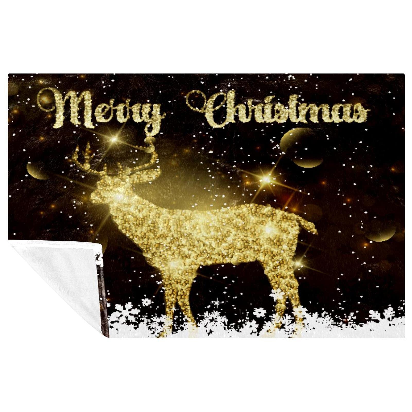 Couverture de Noël chaude et douce plaid cerf pour lit et canapé
