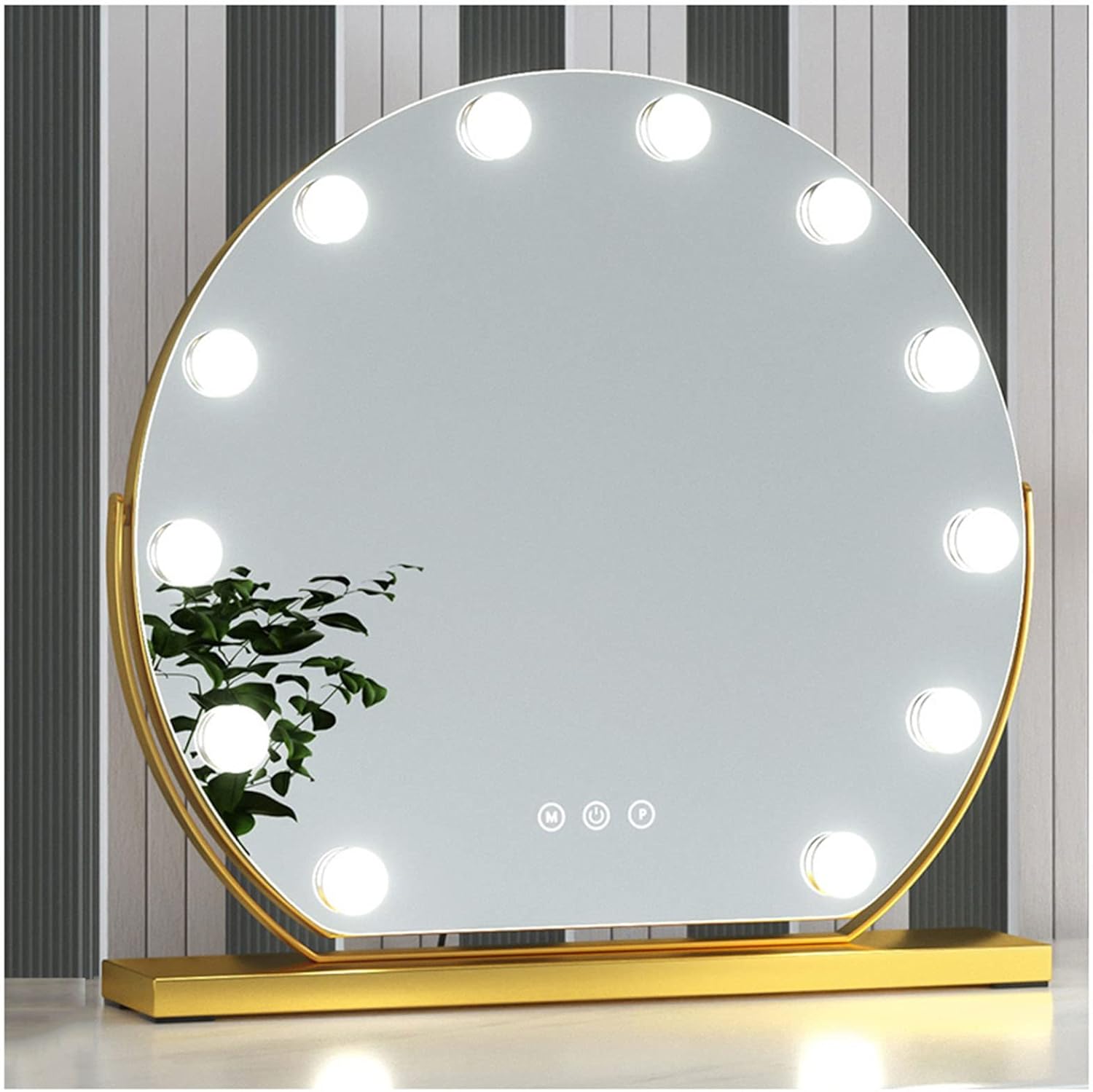 Desktop Vanity Mirror with LED Lights, Round Makeup Mirror, for Dressing Room, Bedroom, Table