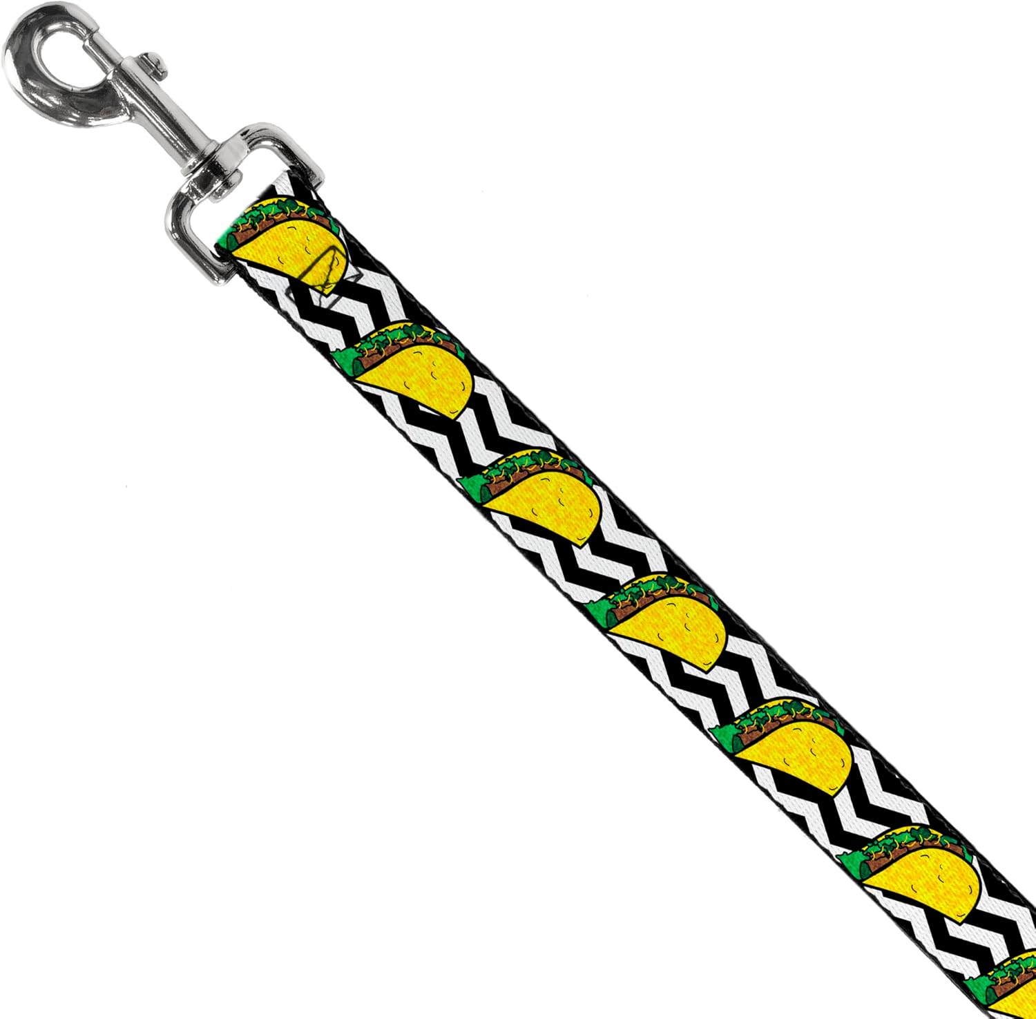 Buckle-Down Dog Leash Taco Chevron Black White 6 Feet Long 1.5 Inch Wide