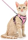 Dooradar Cat Harness and Leash Set, Escape Proof Safe Adjustable Kitten Vest Harnesses for Walking, Easy Control Soft Breathable Mesh Jacket with Reflective Strips for Cats, Pink, XS