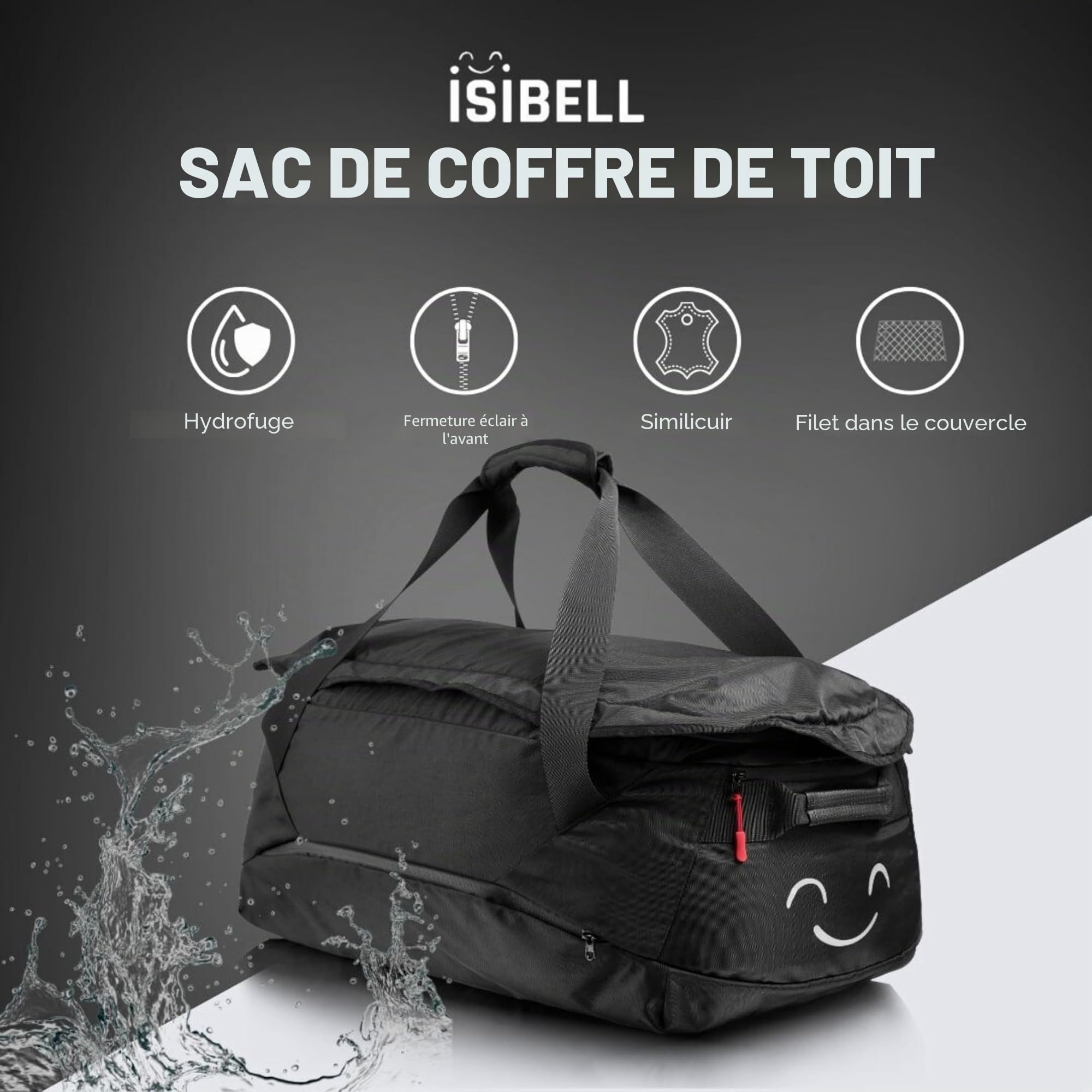 Coffre de toit 4 sacs avec marchepied pour un chargement et déchargement faciles et marqueur d'identification/Sac fourre-tout/sacs pour coffre de toit/sac pour coffre de toit