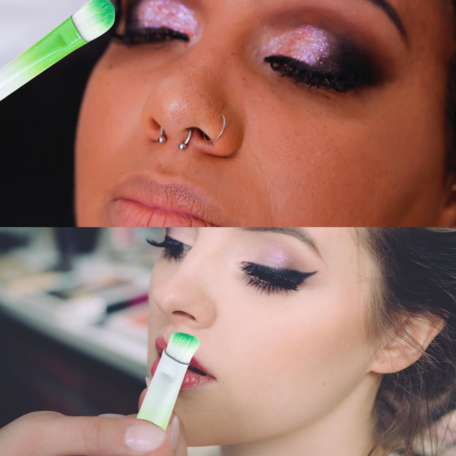 10 pennelli da trucco con perline fai da te, pennelli per trucco fai da te, kit di pennelli per ombretto, perline (10 pezzi = 2 set), colore: verde Tiedye
