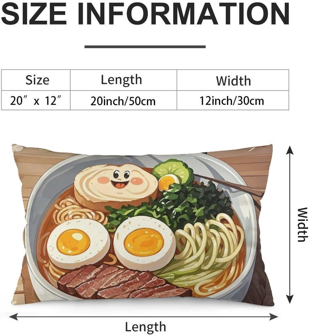 Japanese Ramen Throw Pillows Covers 12x20 Decorative Body Pillow Cases Shams Long Pillows Protectors with Zipper Plush Pillowcase Couch Pillow Covers for Sofa Bed Bedroom Garden Outdoor image 2