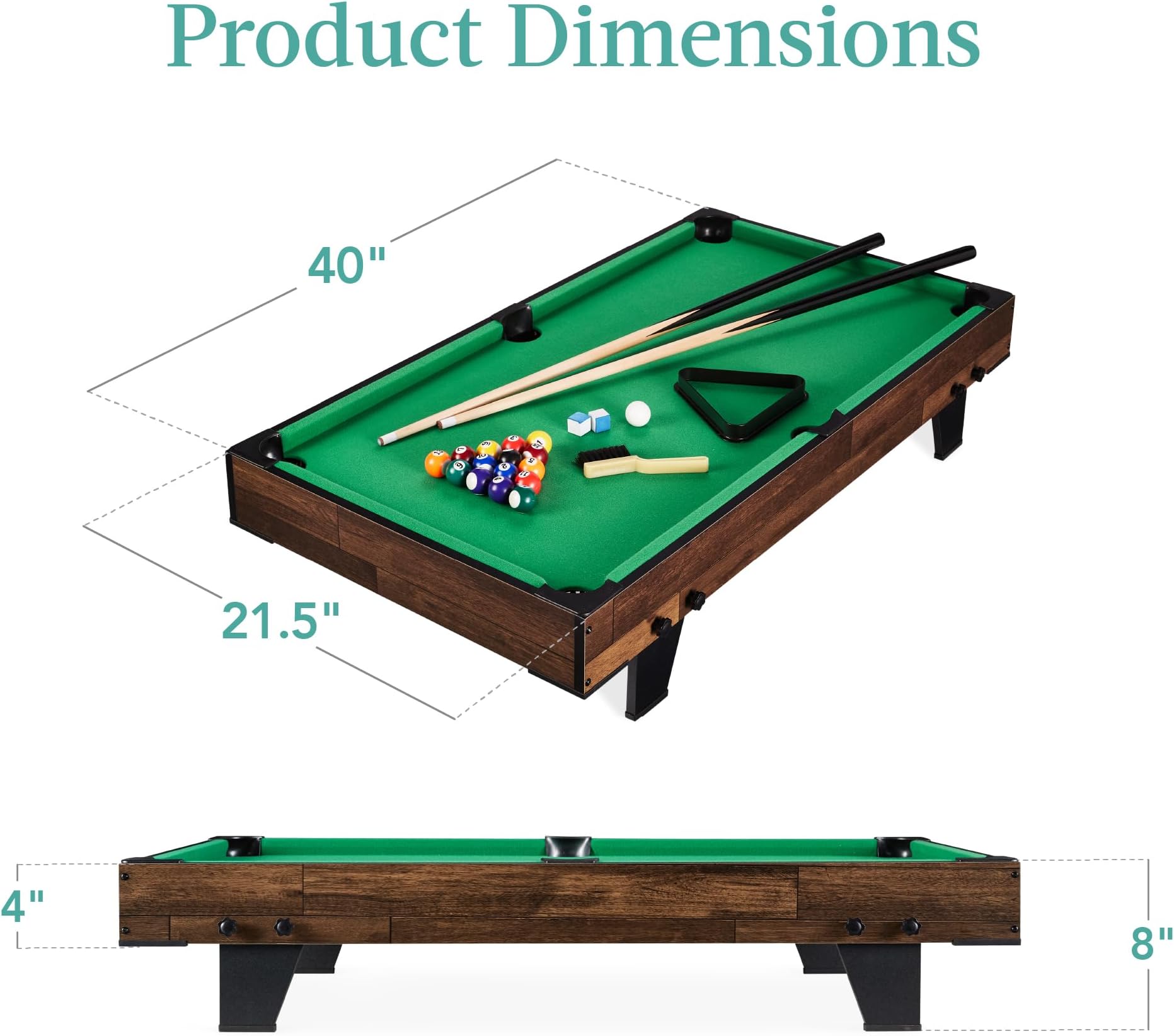 Best Choice Products 40" Tabletop Billiard Table Pool Arcade Game Table Living Room Playroom Game Room with 2 Cue Sticks Ball Set Storage Bag