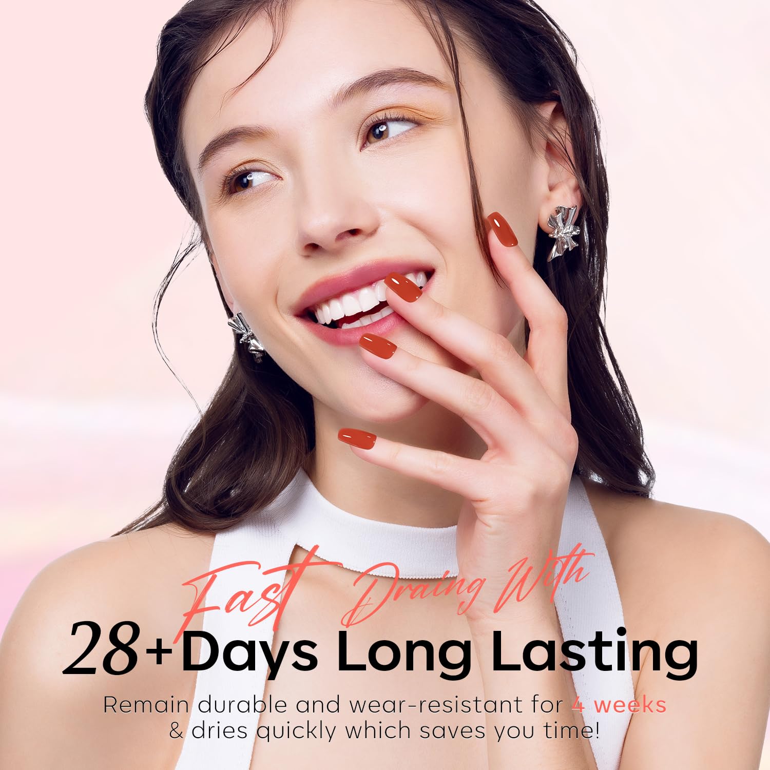 Modelones Zestaw żelowych lakierów do paznokci, 6 kolorów, żelowe, przezroczyste, różowe, nude, brązowe, żelowe lakiery UV do Starter Nail Art Salon DIY Home, 7 ml