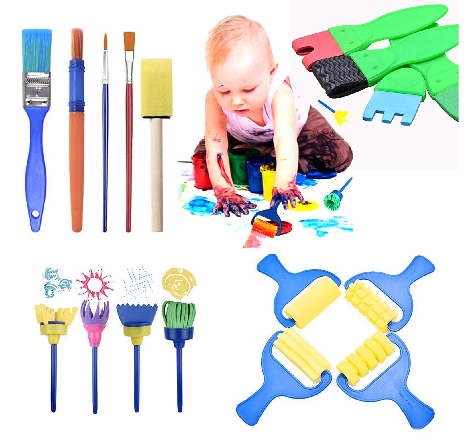Party Propz Paint Brush Holder for Kids - 1Pc, Dabble Paints Toddlers Kit | Painting Brush for Kids | Sponge Painting Kit for Kids | Non Toxic Paints for Toddler - Image 3 thumbnail