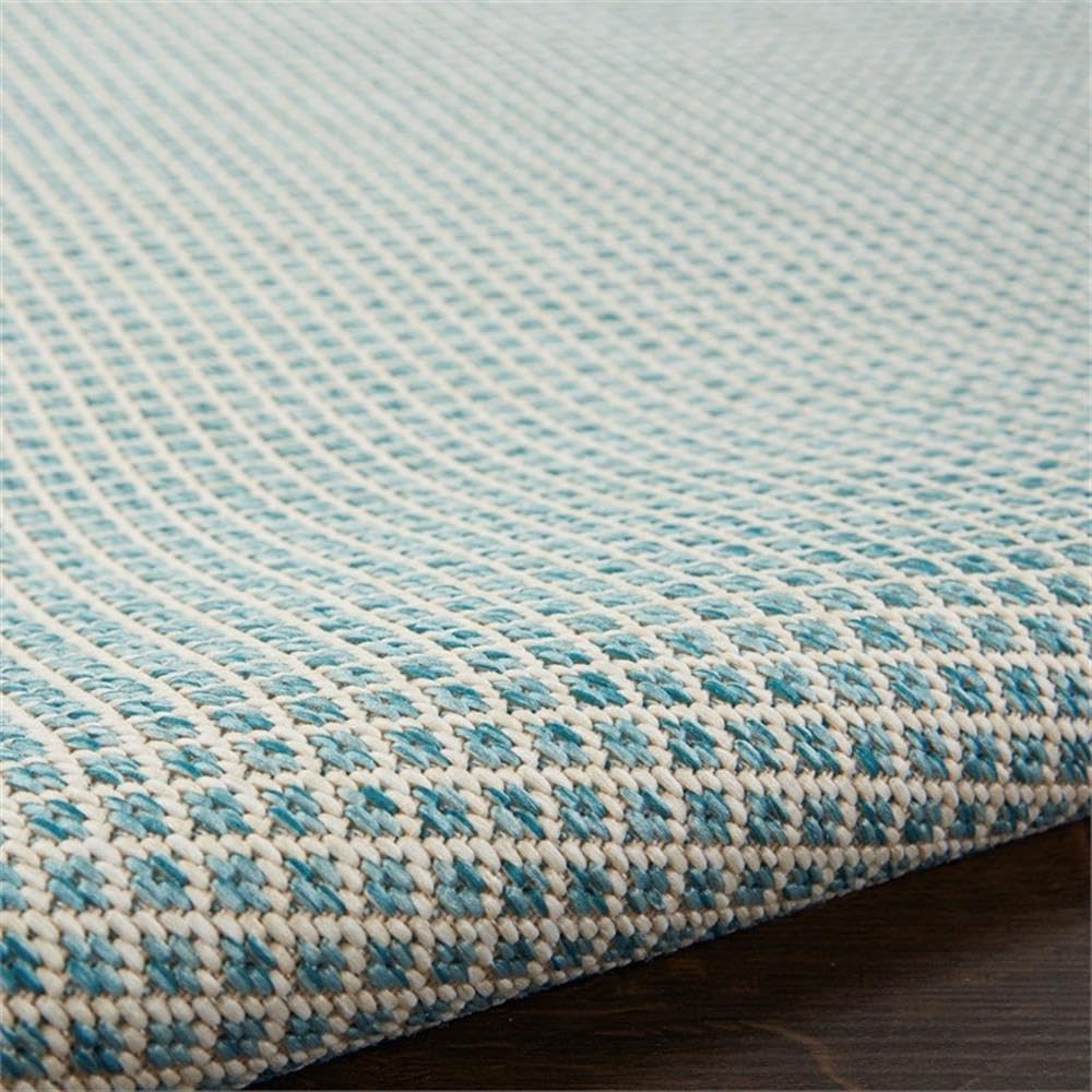 Pemberly Row 5' x 8' Oval Ivory Aqua Fabric Modern Area Rug (8' Oval)