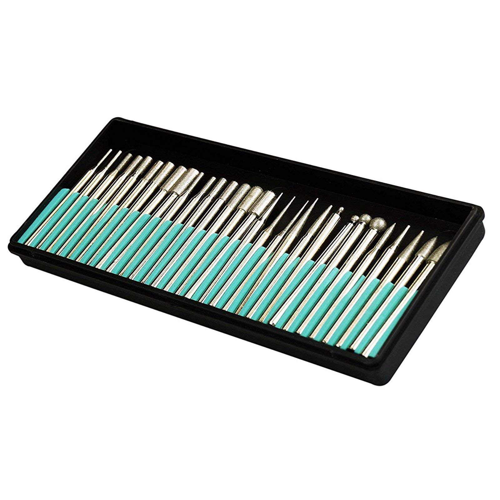 ToolTreaux Diamond Coated Cutting Burrs Set Assorted Rotary Tools 30pc 150 Grit