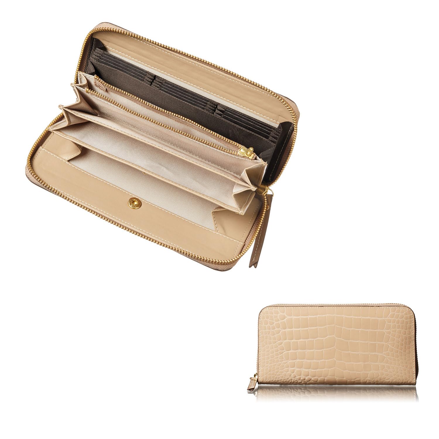 VOICE Align type Long wallet Leather made by TUSCANIA in Italy Cowhide ART.GRETA Women's Elegant and easy to use Vertical card case In gift box (