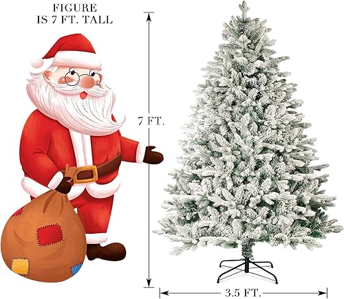 Miniatura 9 de SUNCROWN Árbol de Navidad artificial flocado de 7 pies, árbol de Navidad esmerilado de alta calidad, árbol de Navidad con bisagras, decoración