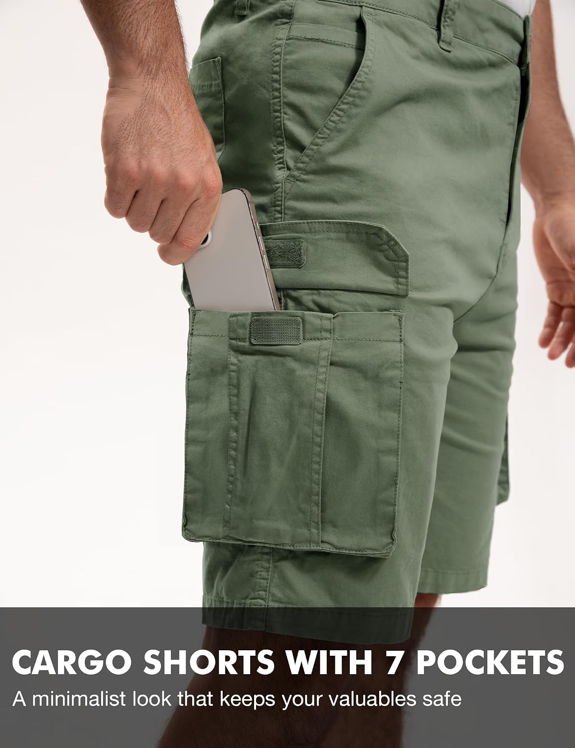 Casual Cargo Shorts for Men - Above Knee Hiking Shorts 9", Olive
