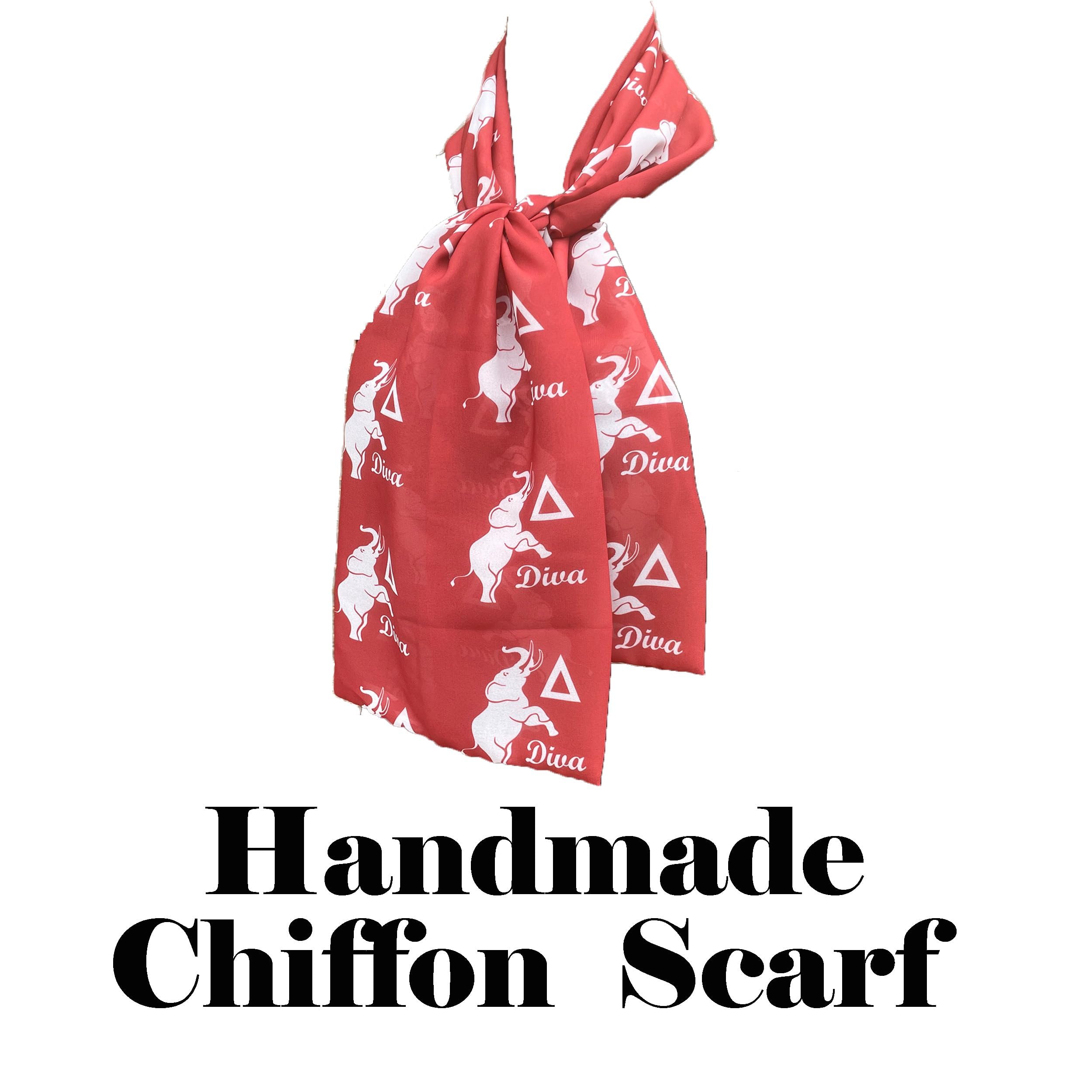 Delta Sorority Red White Scarf 48in x 8in (Greek-Red)
