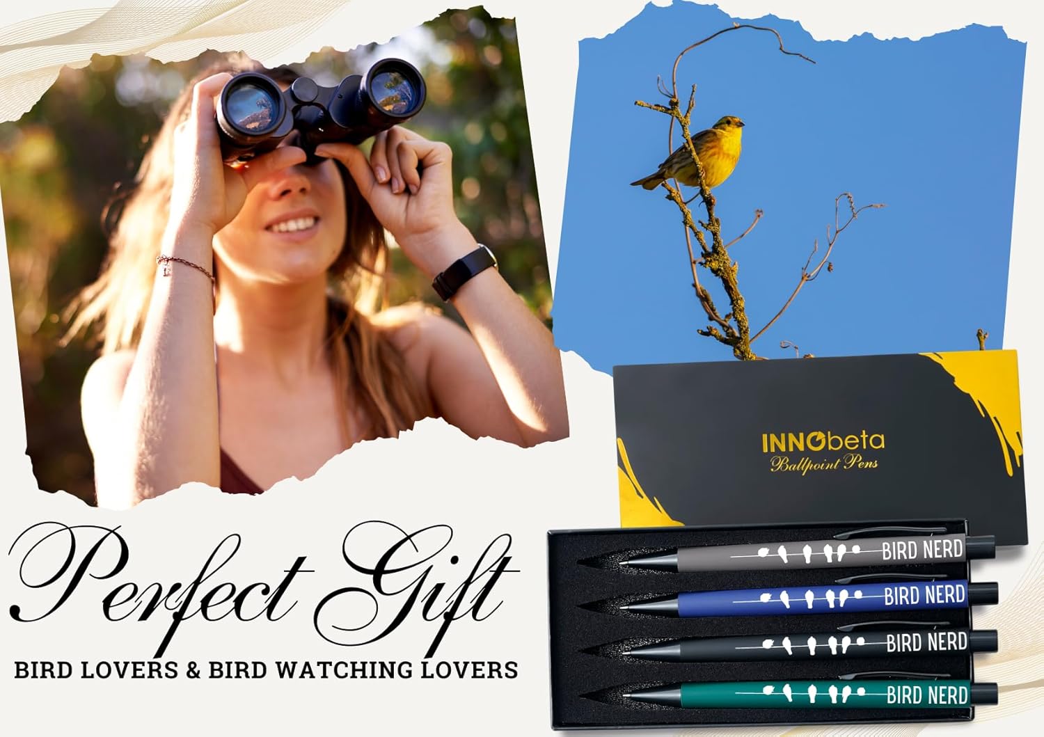 InnoBeta Bird Watching Gifts for Bird Lover, Ballpoint Pen Set of 4, Gifts Idea for Women on Birthday and Christmas - Image 7