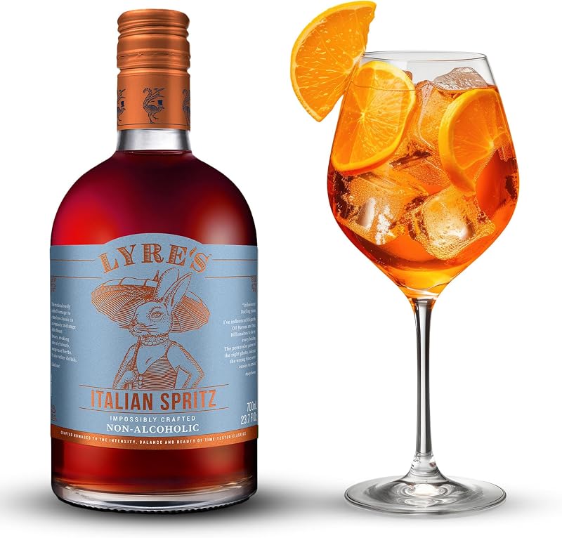 Lyre's Italian Spritz Premium Non Alcoholic Spirits, Mocktails & Nonalcoholic Drinks, Bitter Orange Style, 23.7 Fl Oz (Bottle with NEW Screw Cap, 23.7, Fl Oz)