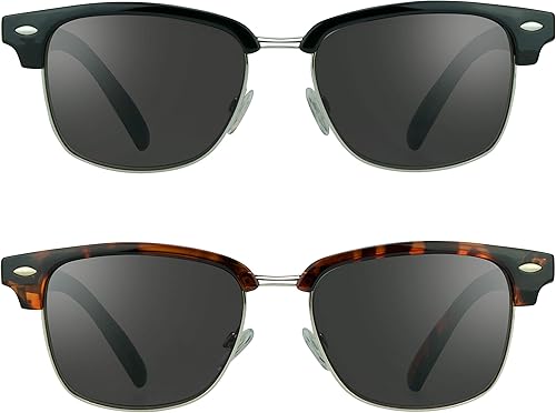 proSPORT Lector clásico de lentes de sol de lectura para hombres y mujeres, marco con borde de cuerno bifocal