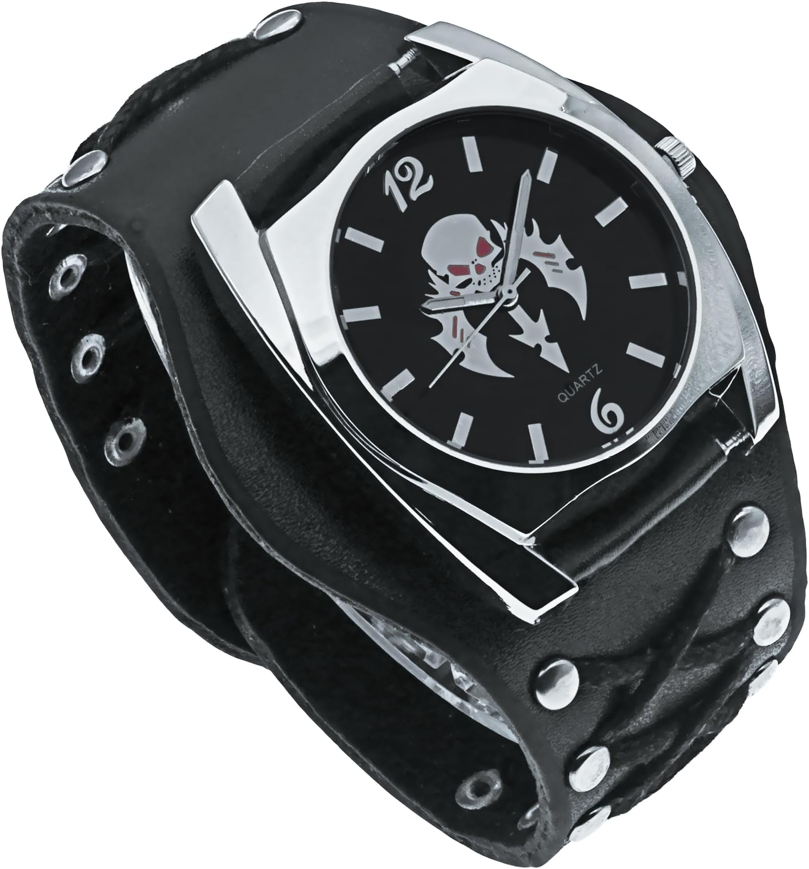 Before Christmas Numerals Button Leather Strap Skull Quartz Punk Wrist Watch for Men&Women,Birthday/Christmas/Halloween Gifts Clock