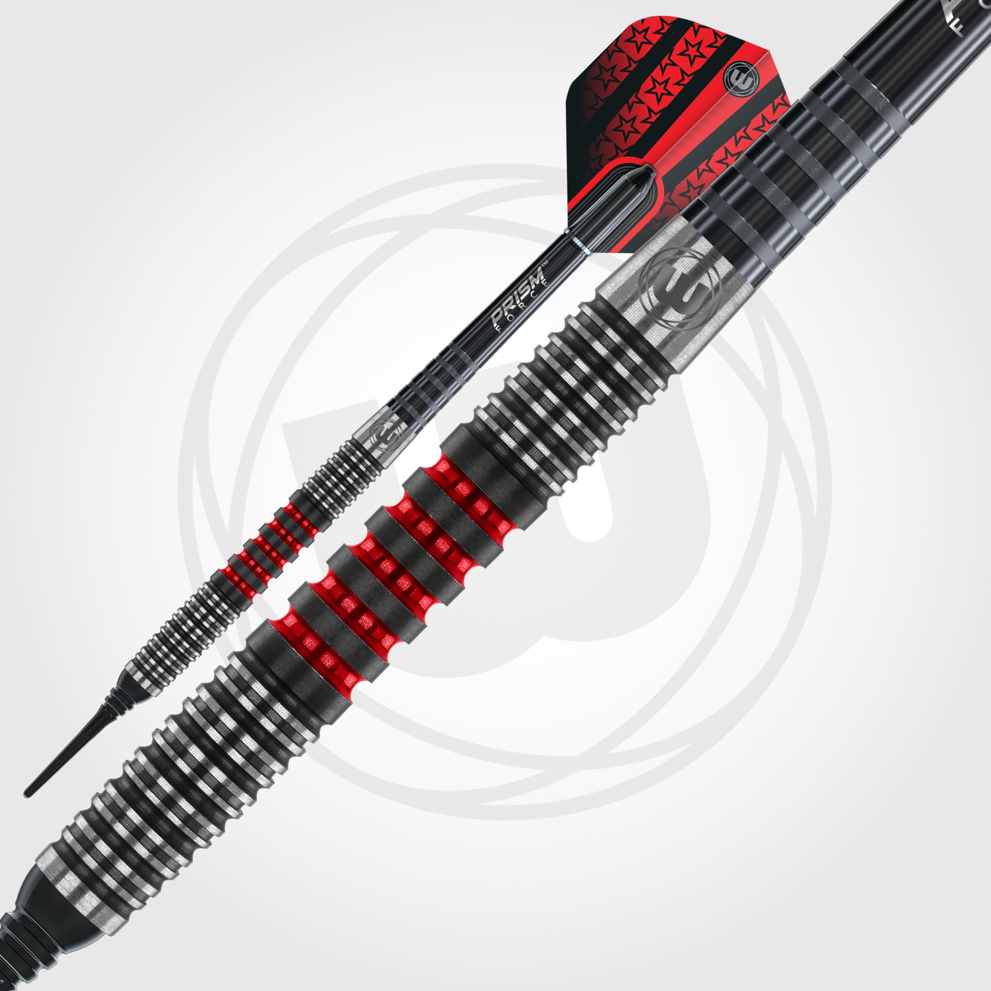 WINMAU Joe Cullen 22 Gramos Softip Dardos de tungsteno con vuelos y Ejes
