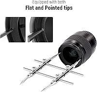 Vista 4 de NEEWER Llave de anillo de lente de acero inoxidable, herramienta profesional de doble cara curva con puntas planas/puntiagudas para quitar lentes