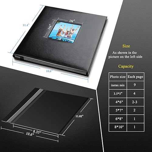 Miniatura 7 de Álbum de fotos autoadhesivo, cubierta de piel autoadhesiva, 40 páginas negras, álbum de recortes magnético para manualidades, álbumes de fotos