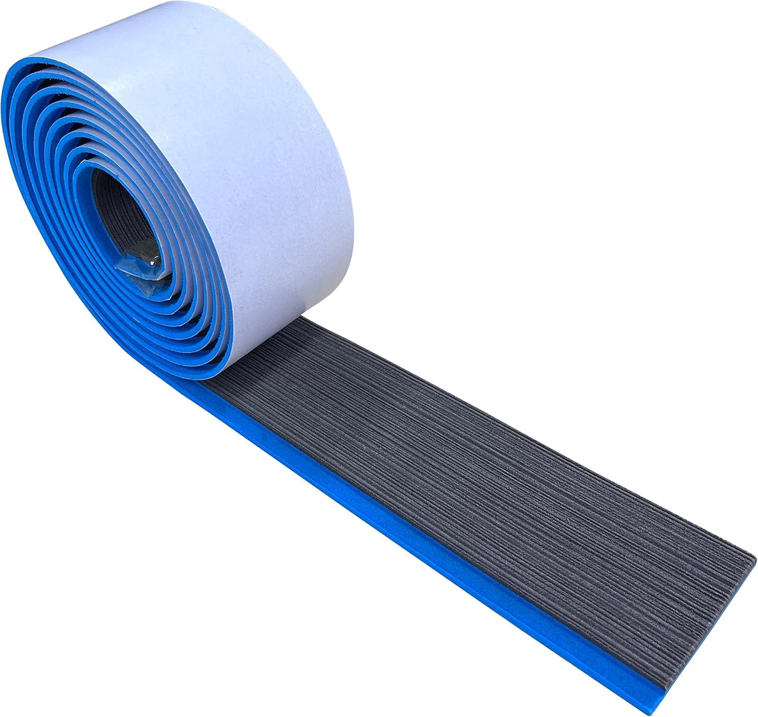 HZCHION Faux Teak Boat Flooring EVA Foam Decking Sheet Border Strip, 240x5.5cm, Dark Gray With Blue