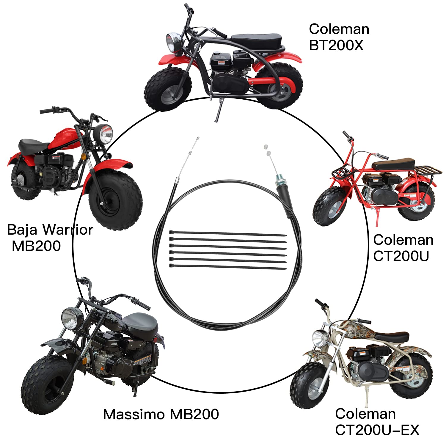 YOXUFA Cable del acelerador de 50 pulgadas para 79cc 80cc 97cc 196cc 200cc 212cc 6.5hp Coleman CT200U CT200U-EX BT200X Baja Warrior MB165 MB200 Doodle Bug DB30 Hensim Massimo Falcon Monster Moto