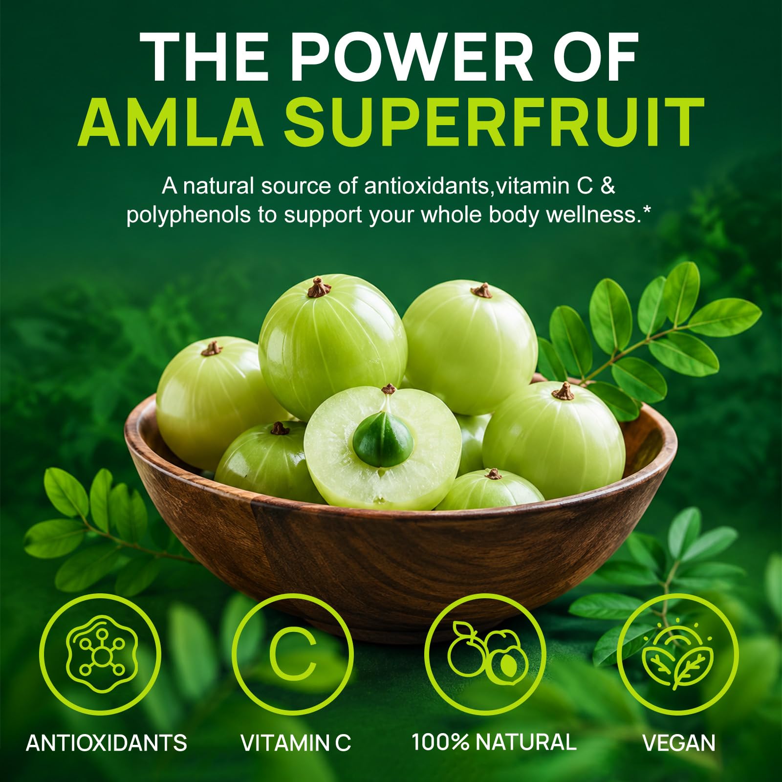 Organic Amla Capsules, 1000mg 20X Superfruit Concentrate, Organic Amla Fruit Powder Supplement, Ayurvedic Daily Wellness Formula with Natural Antioxidants, Non-GMO, 120 Capsules — Amazon image 7