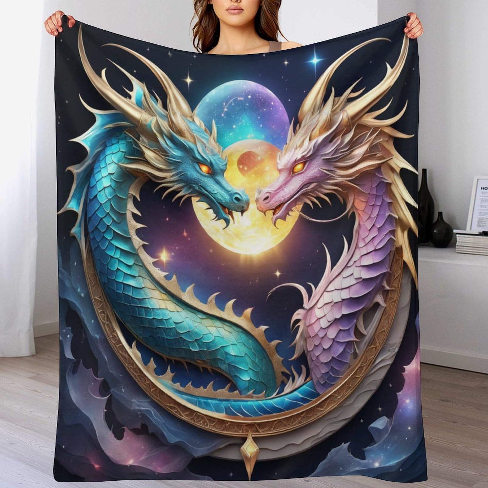 Couverture dragon 150x200cm chaude et douce pour lit et canapé