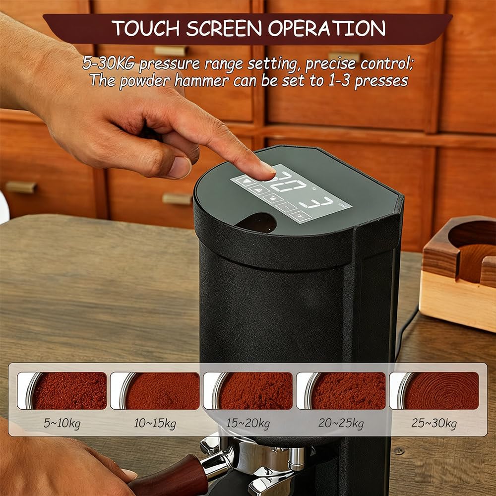 Estación Apisonamiento Espresso 58 mm prensador Ajustable 5-30 kg,prensador Profundidad Ajustable para Prensa Espresso,prensador portafiltro 58 mm para cafeterías,diseño fácil Limpiar Black