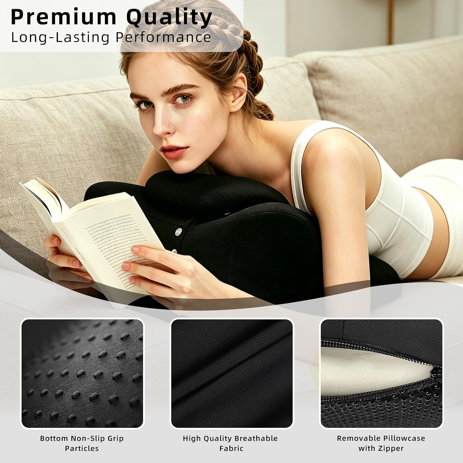 Reading Pillow, Sweet Spot Pillow, 27° Angled Support for Neck and Waist, Multi-Position Support Pillow for Reading, Watching TV & Playing Games