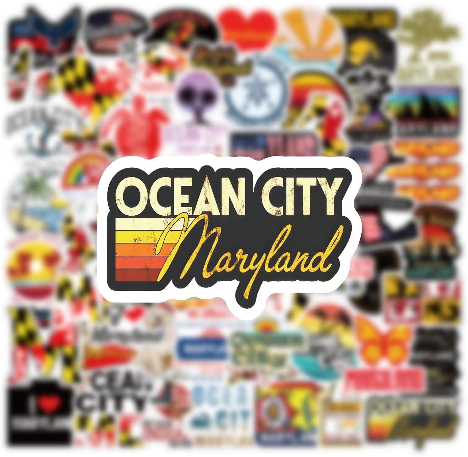 60pcs Maryland Stickers Pack, Vinyl Waterproof Decals for Water Bottle,Laptop,Phone,Skateboard,Scrapbooking,Bumper Fans for Party Supply - Image 4