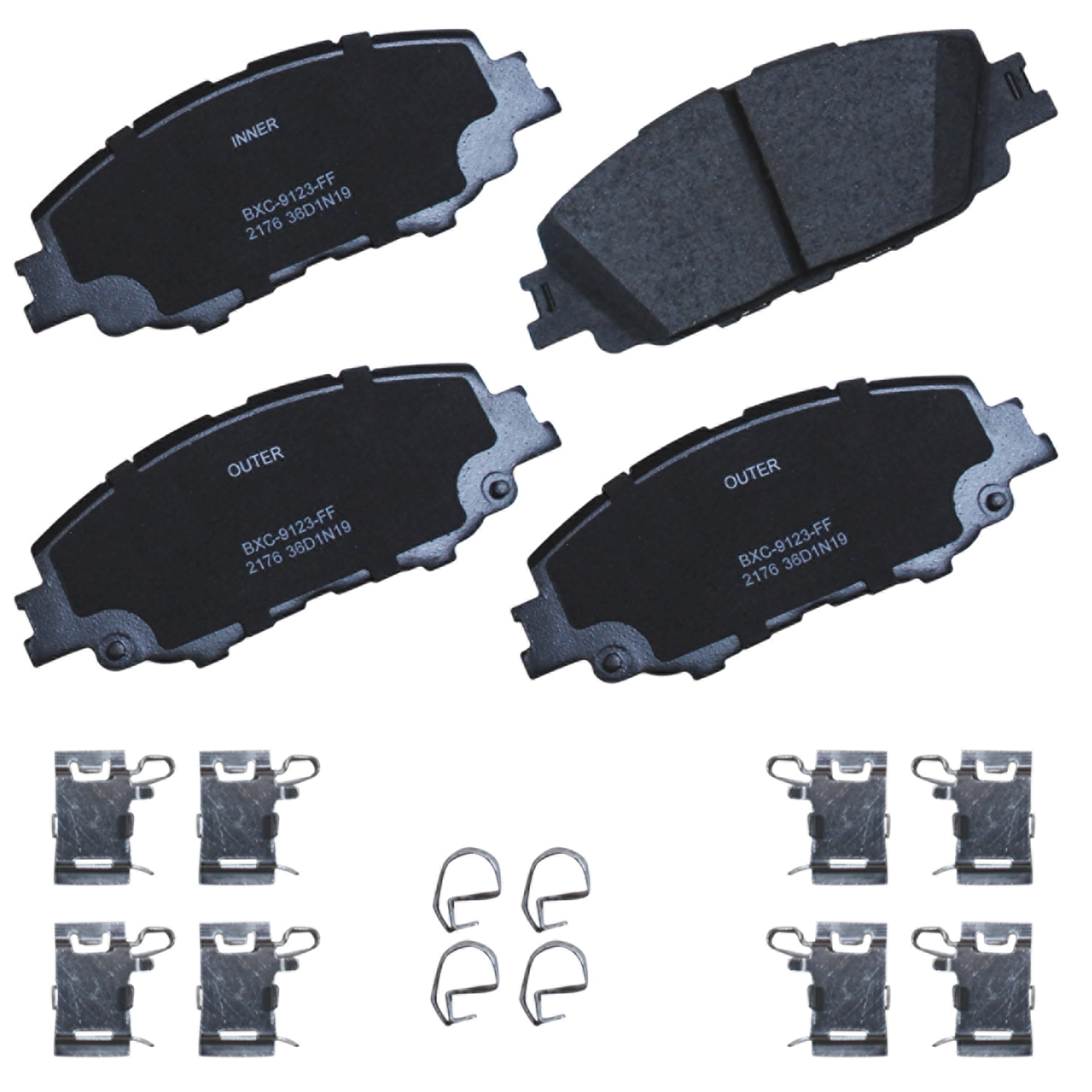 Bendix Premium SBC2176 Ceramic Front Brake Pads for Toyota Corolla 2024-2019, Prius 2024-2023, Prius Prime 2022-2020
