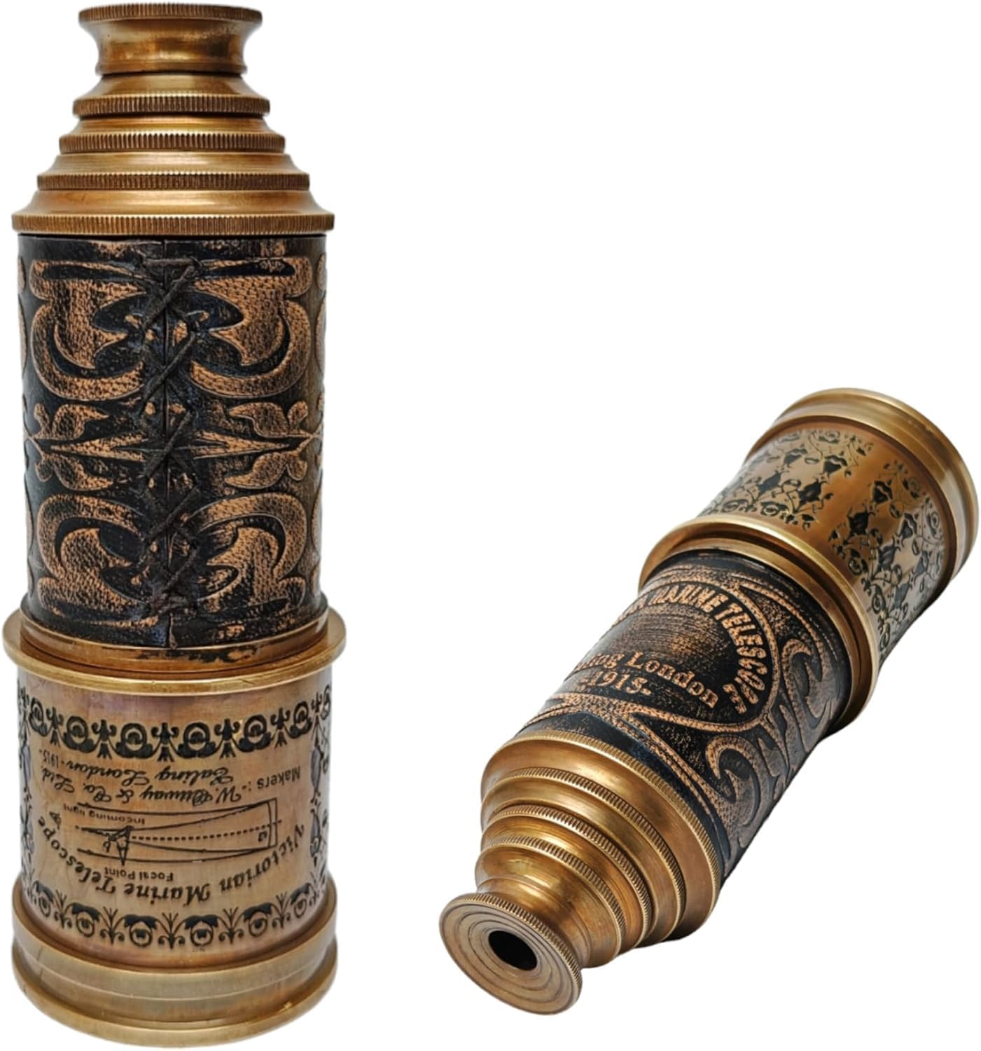 20 Inch, Brown Antique Brass Telescope, Beautiful Leather, Victorian Marine Telescope for Adults, Nautical Vintage Decor