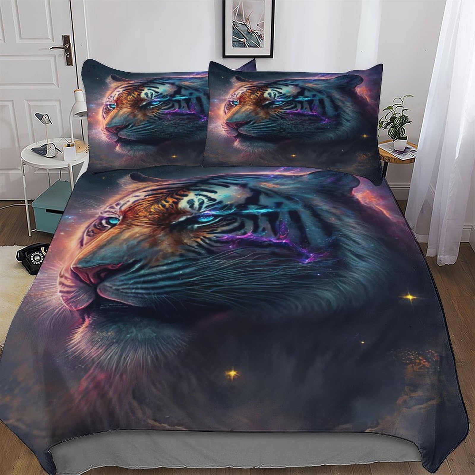 Parure de lit tigre hypoallergénique en microfibre ultra douce 3 pièces