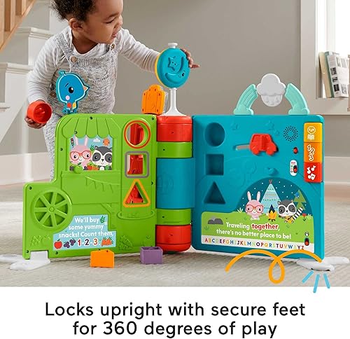 Miniatura 6 de Fisher-Price Libro de actividades gigante sentado a pie juguete de aprendizaje electrónico y centro de actividades para bebés y niños pequeños de 6