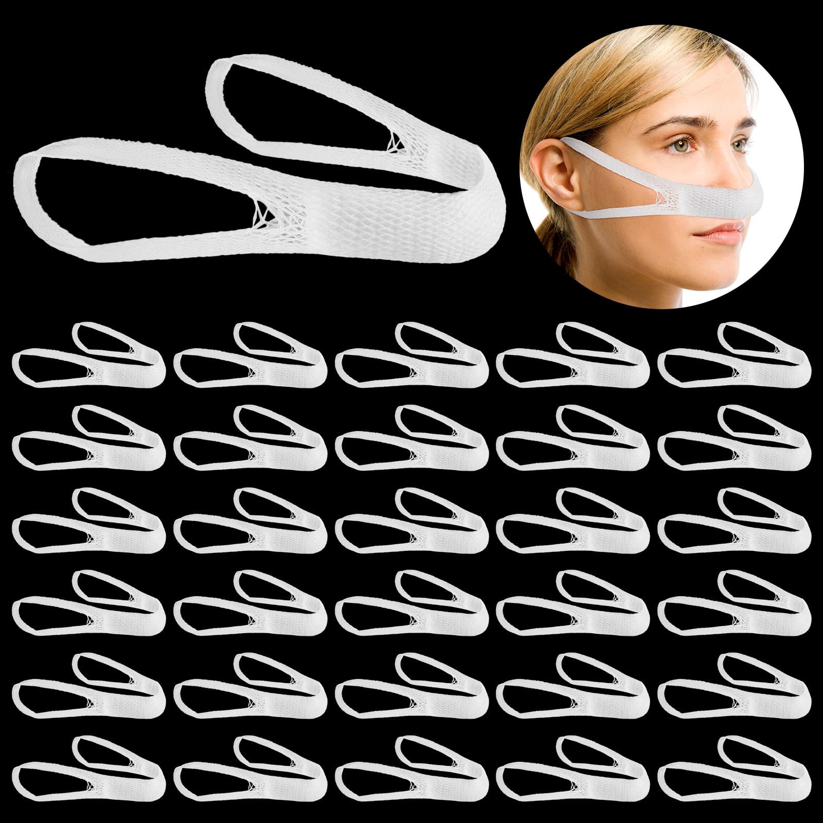 Patelai 30 Pcs Elastic Nose Bandage, External Nasal Bandage Dressing Holder with High Absorption Capacity for Nose, White