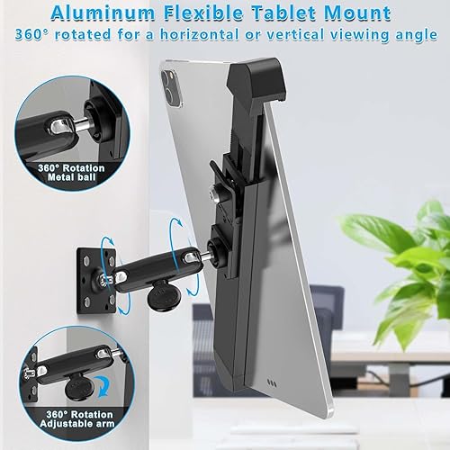 Miniatura 6 de Soporte de bloqueo de pared para tableta para iPad de 7 a 11 pulgadas, soporte de quiosco de tableta antirrobo de metal con bloqueo seguro para sala