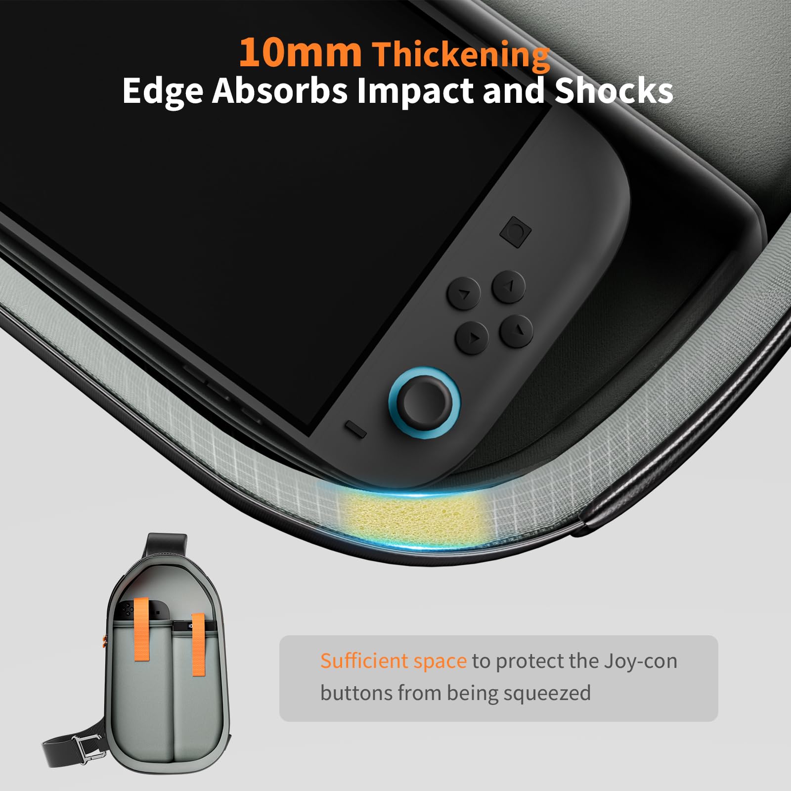 COOWPS Sac à bandoulière pour Switch 2 (2025)/Switch OLED/Steam Deck, grand espace élégant avec coque rigide en EVA, bord doublé épais, étui de voyage pour accessoires