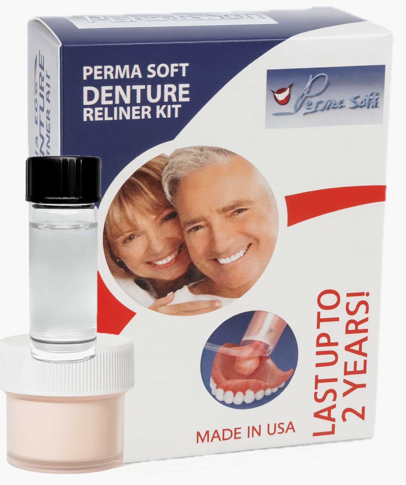 Perma Soft Denture Reliner - 1 Kit - Made in the USA - Relines 1 Individual Plate