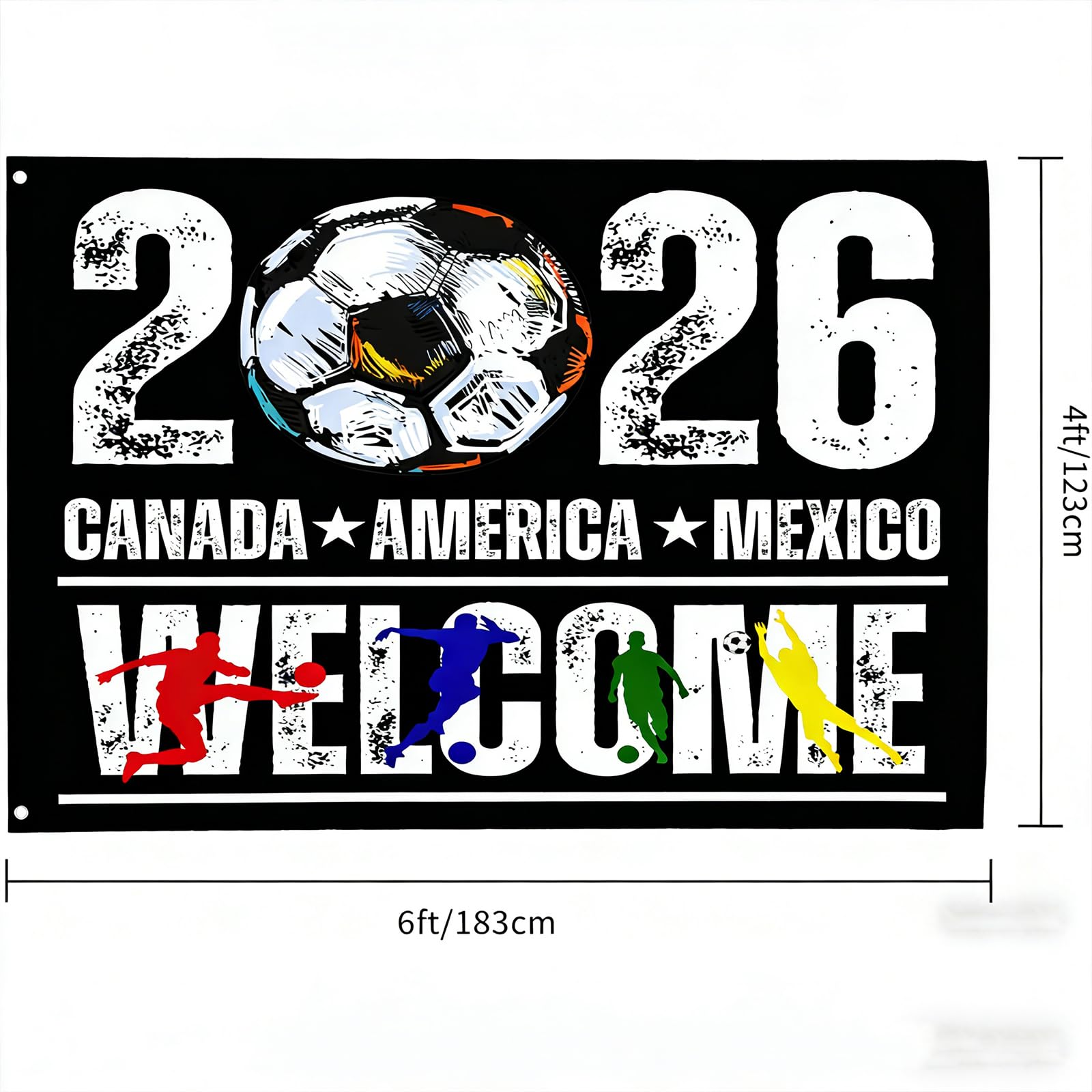 World Cup Ball 2026 Flag Bunting,183x122cm Polyester World Cup Flag Banner International,for Family Members Watching the Game Soccer Fan Gifts Living Room Club - Image 2