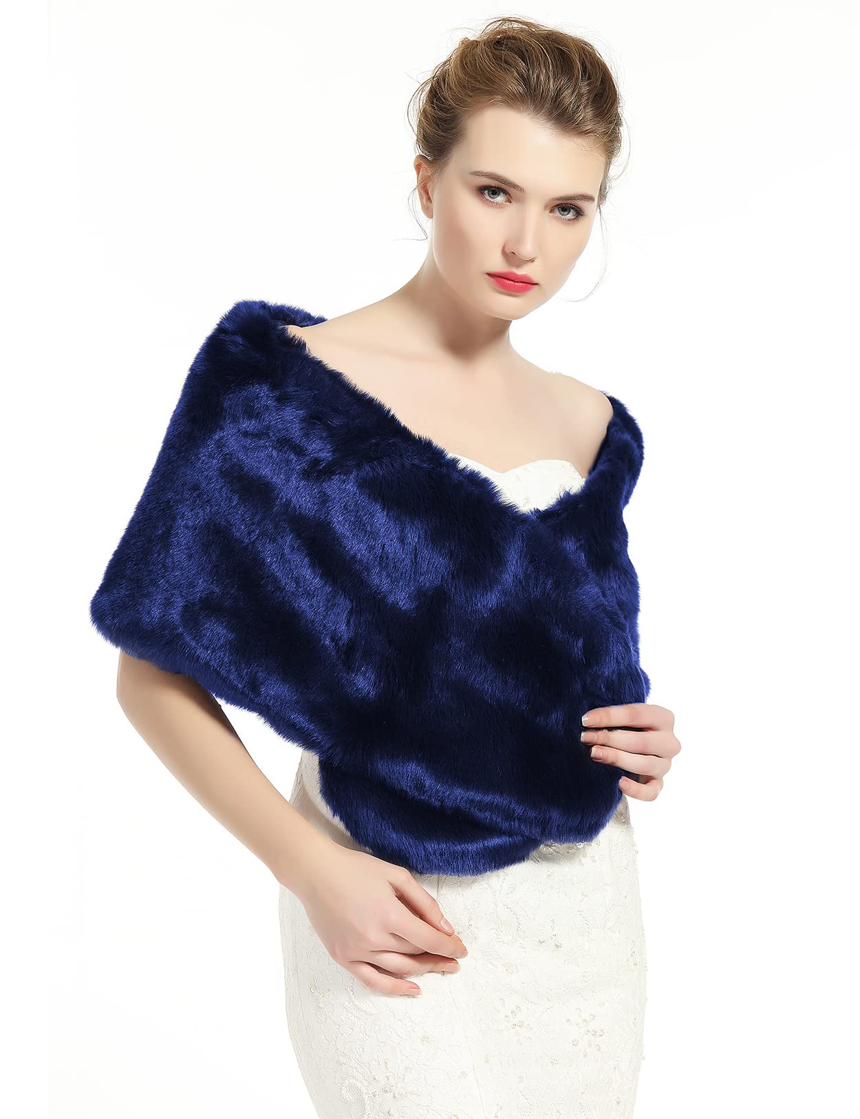 BEAUTELICATEFaux Fur Wrap Shawl Shrug Stole for Women Brides Bridesmaids Winter Wedding Evening Party One Size