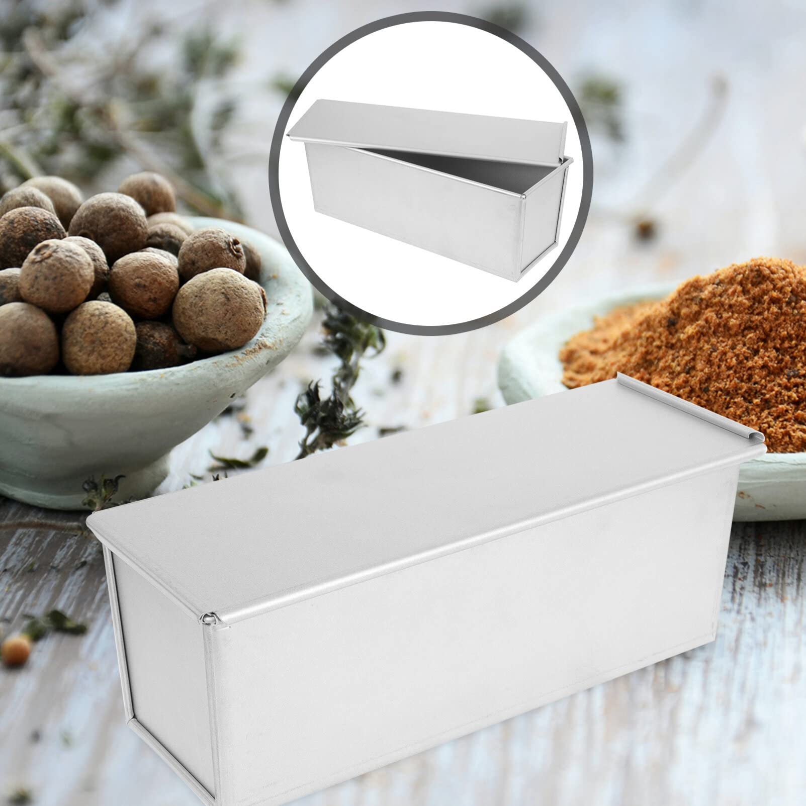 Brotbackform mit Deckel aus Aluminiumlegierung, Silber, Wiederverwendbar | Brotform mit Deckel, Metall Kastenform für Küche und Zuhause, Leicht zu Reinigen
